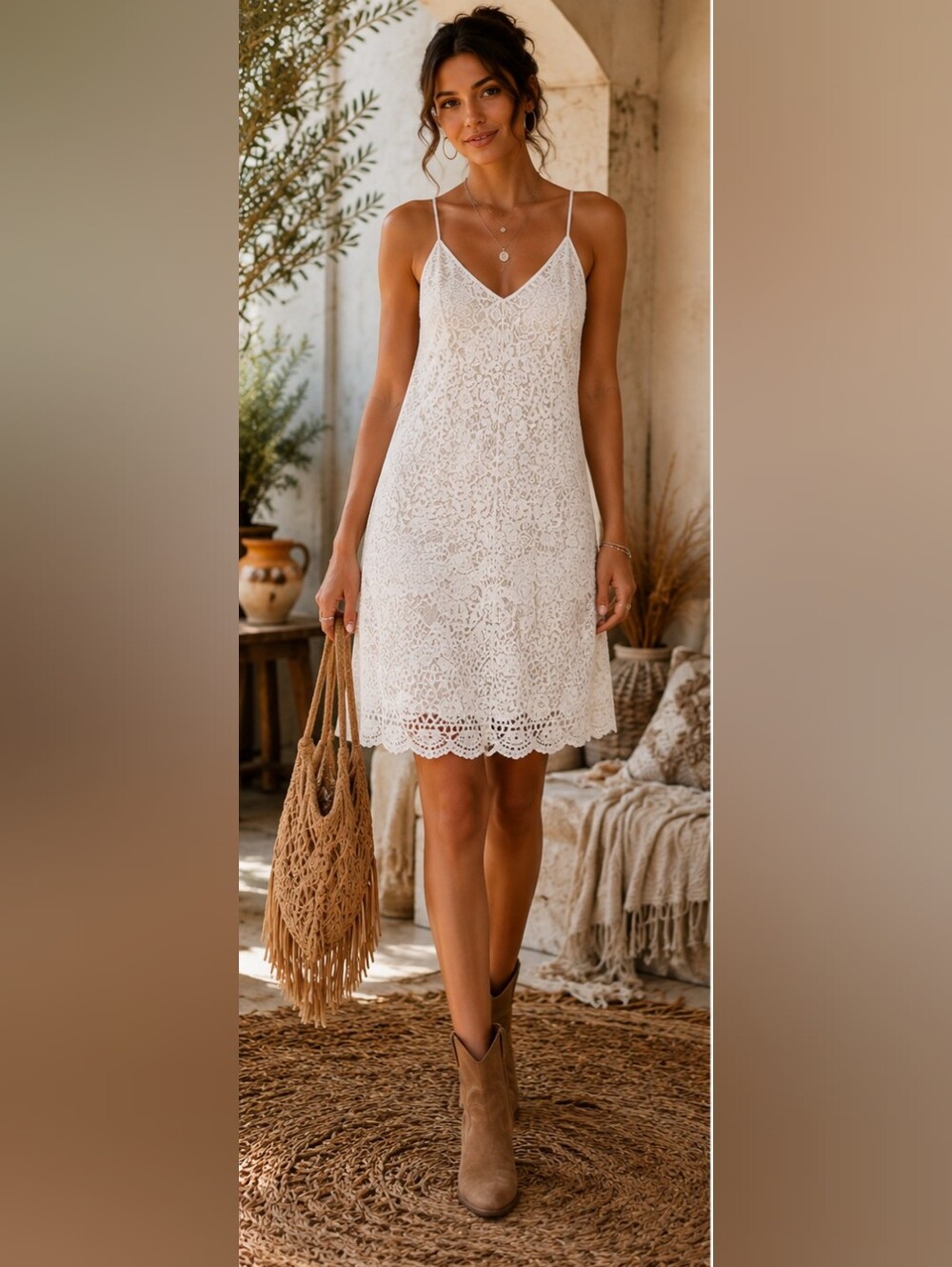 Miami White Lace Strappy Dress